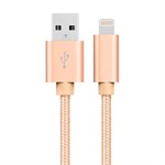 Cheap Nylon Lightning Cable Gold - 1 Meter